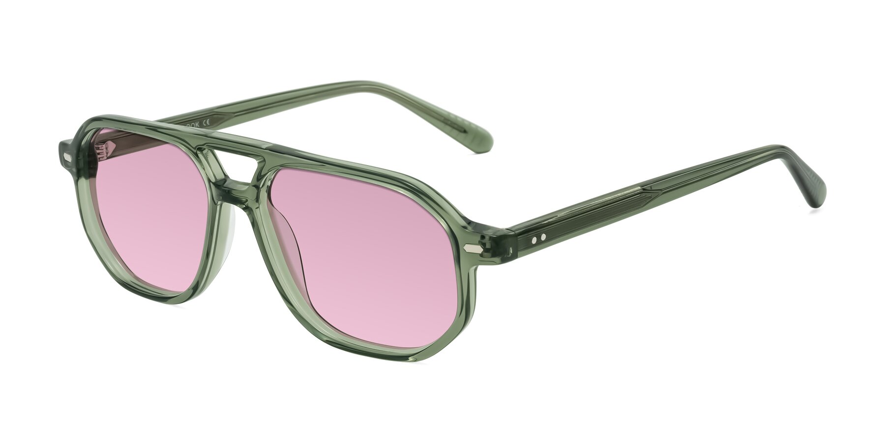 Angle of Aguilar in Transparent Green with Light Wine Tinted Lenses