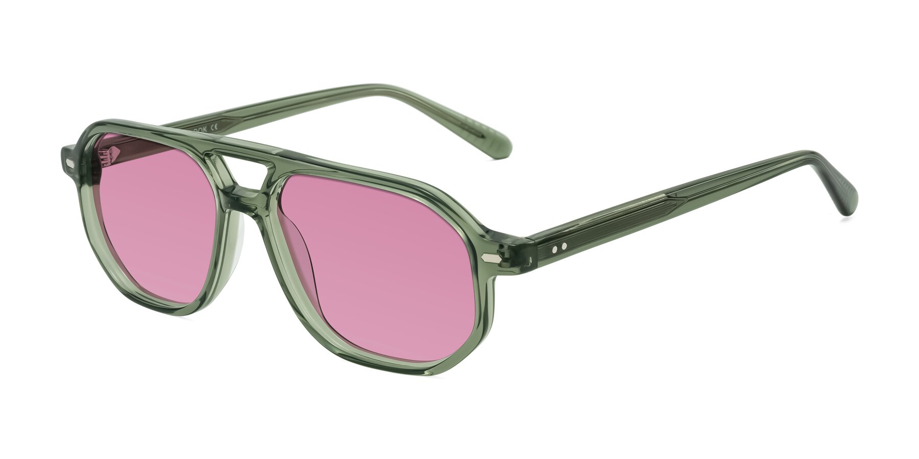 Angle of Aguilar in Transparent Green with Medium Wine Tinted Lenses