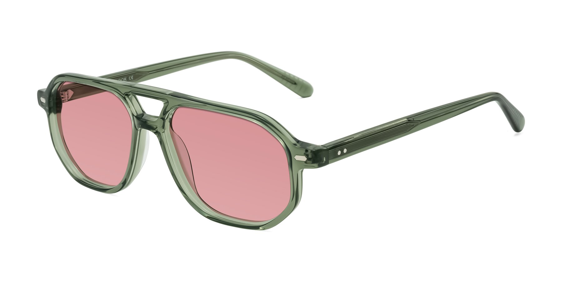 Angle of Aguilar in Transparent Green with Medium Garnet Tinted Lenses