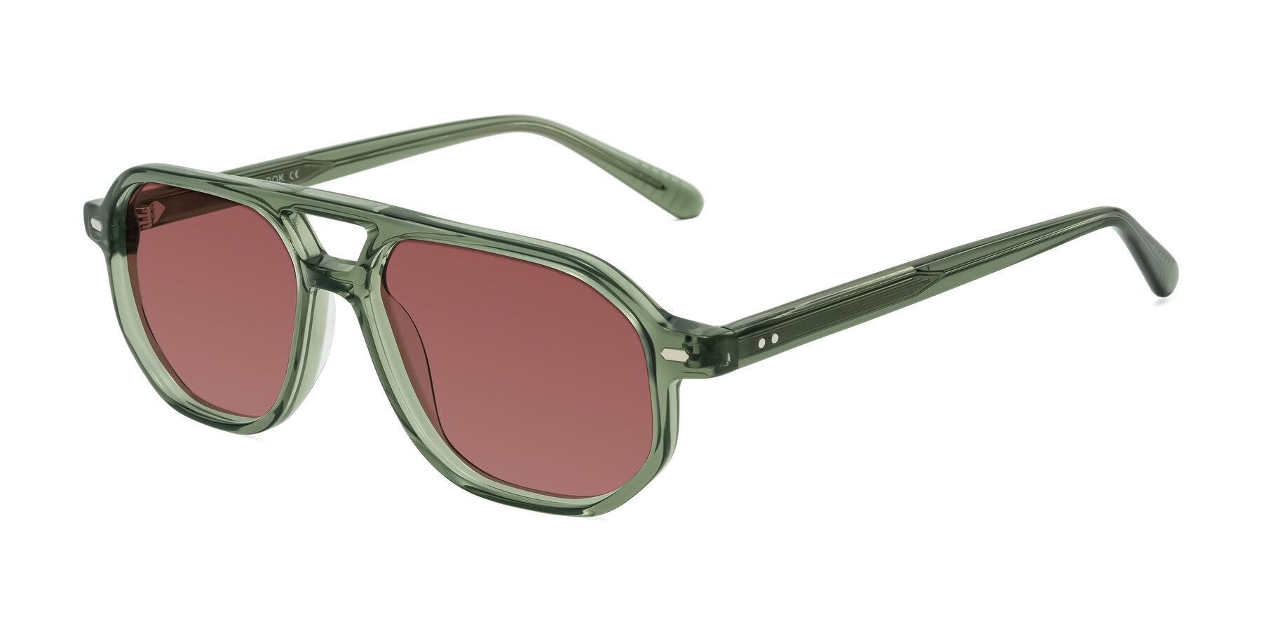 Angle of Aguilar in Transparent Green with Garnet Tinted Lenses
