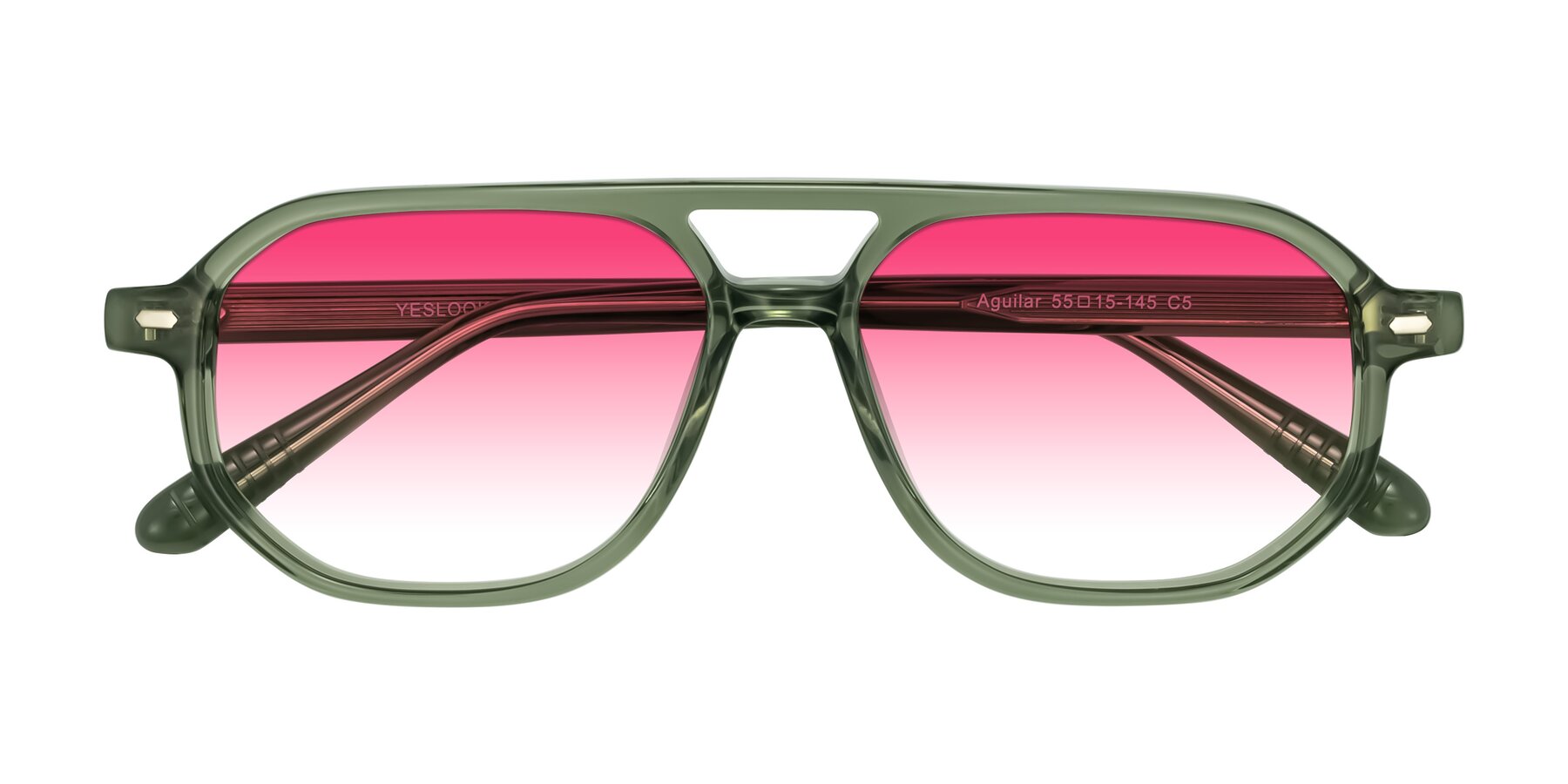 Folded Front of Aguilar in Transparent Green with Pink Gradient Lenses