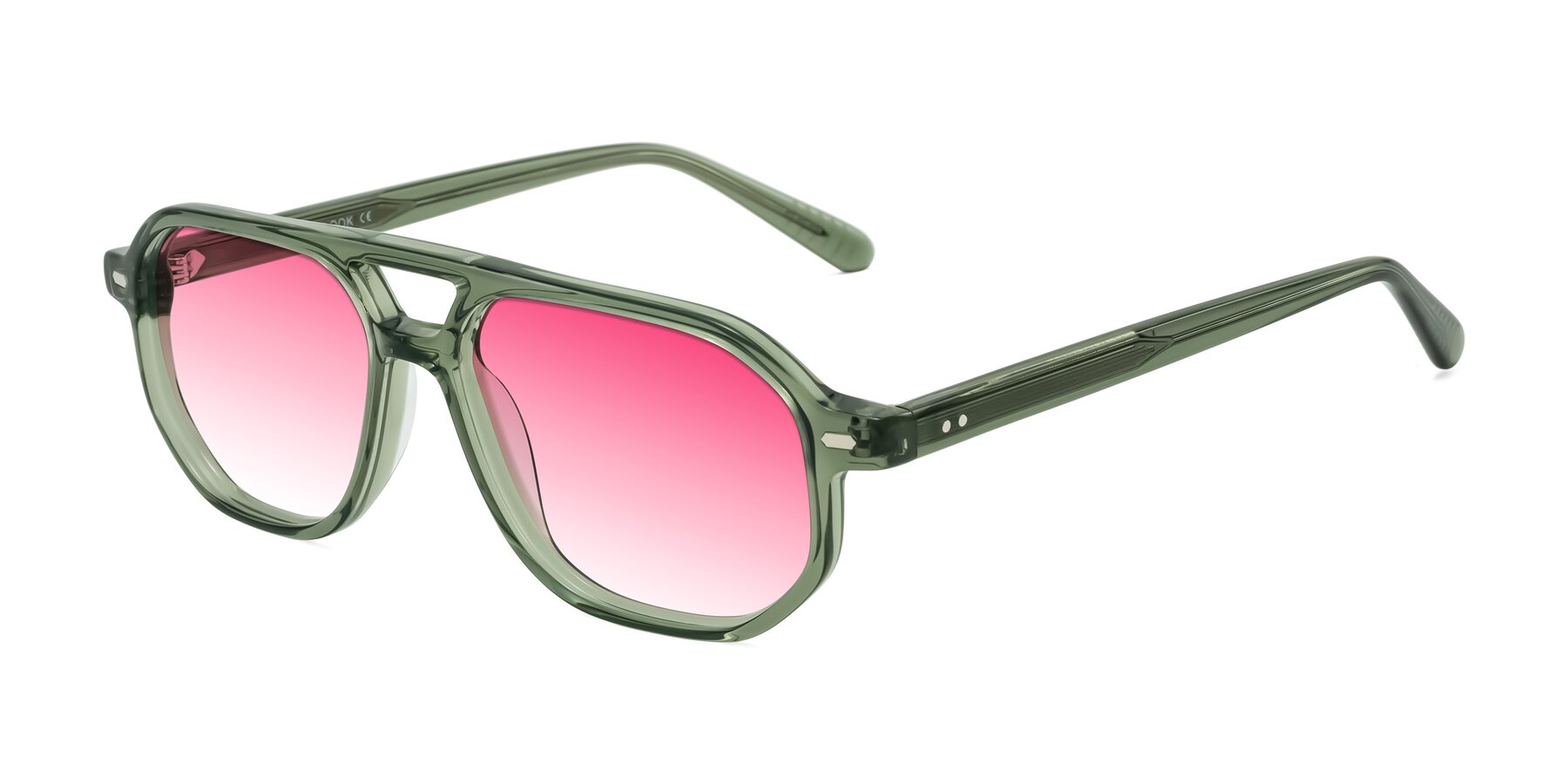 Angle of Aguilar in Transparent Green with Pink Gradient Lenses