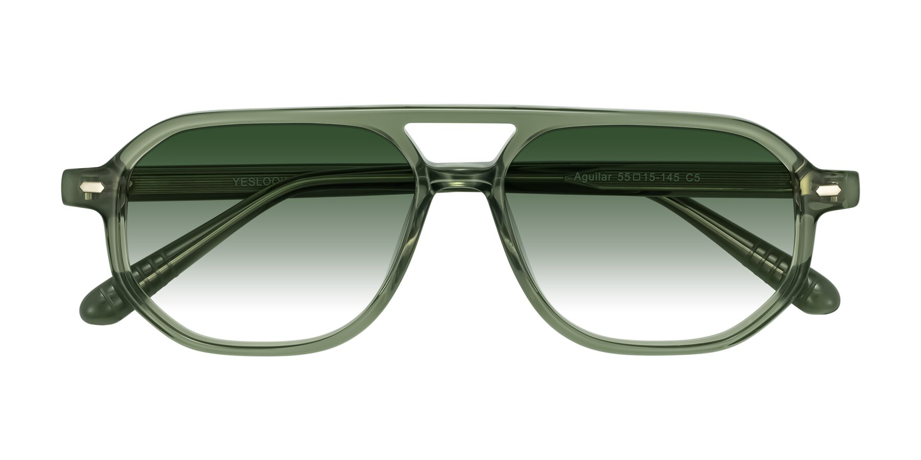 Folded Front of Aguilar in Transparent Green with Green Gradient Lenses