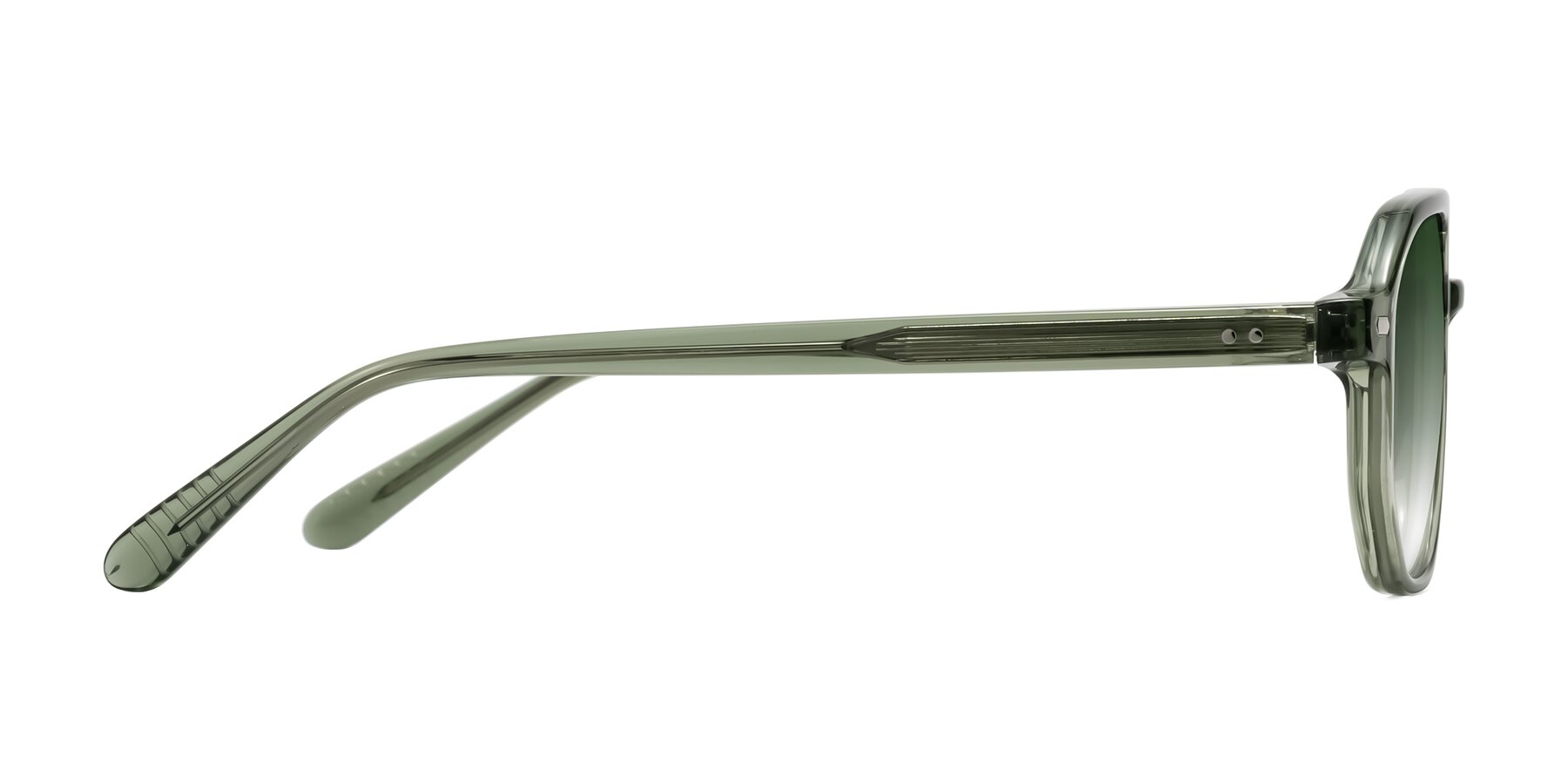 Side of Aguilar in Transparent Green with Green Gradient Lenses