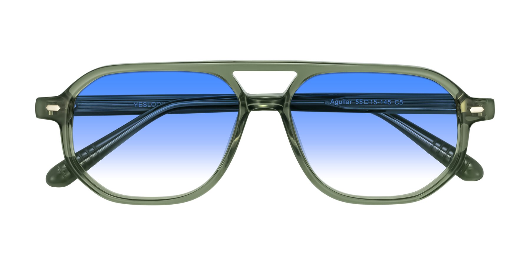 Folded Front of Aguilar in Transparent Green with Blue Gradient Lenses