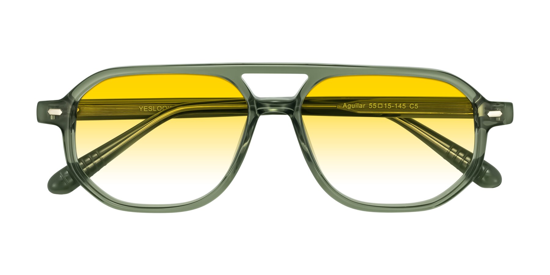 Folded Front of Aguilar in Transparent Green with Yellow Gradient Lenses
