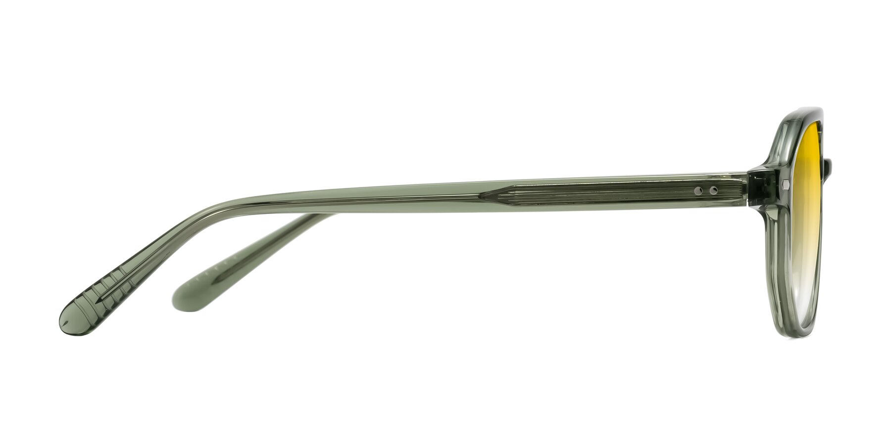 Side of Aguilar in Transparent Green with Yellow Gradient Lenses