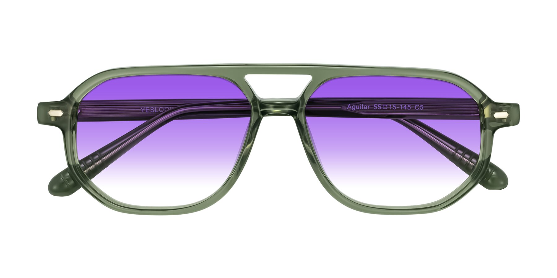 Folded Front of Aguilar in Transparent Green with Purple Gradient Lenses