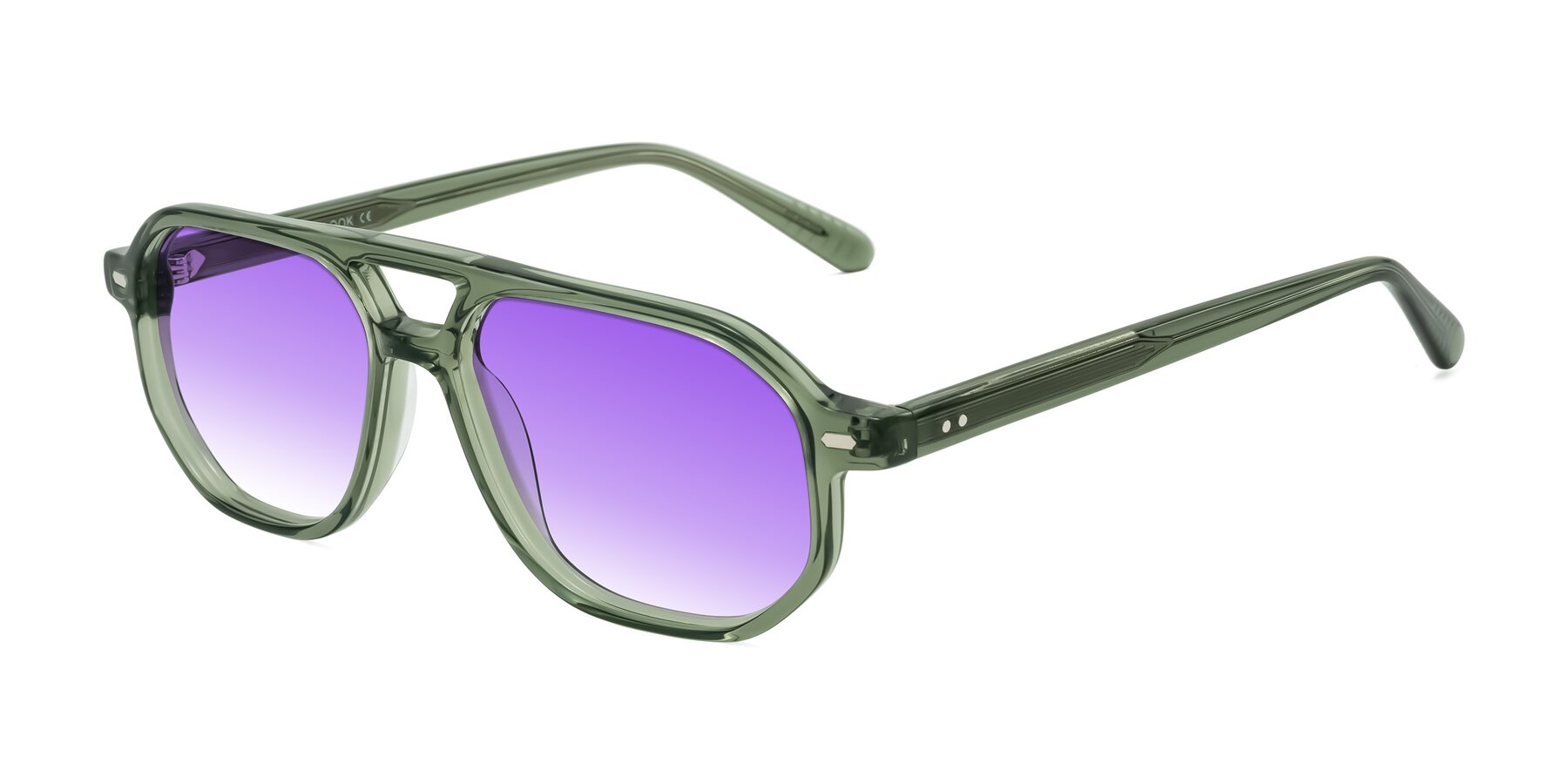 Angle of Aguilar in Transparent Green with Purple Gradient Lenses