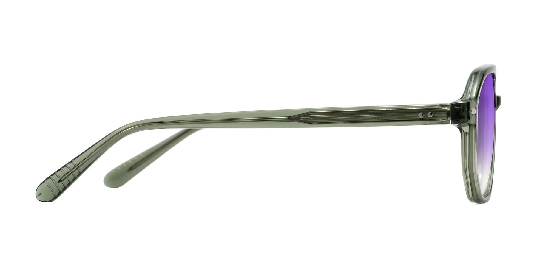Side of Aguilar in Transparent Green with Purple Gradient Lenses