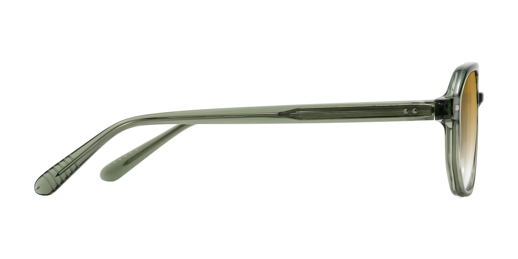 Side of Aguilar in Transparent Green with Champagne Gradient Lenses