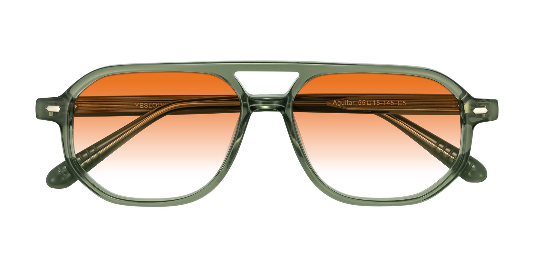 Folded Front of Aguilar in Transparent Green with Orange Gradient Lenses