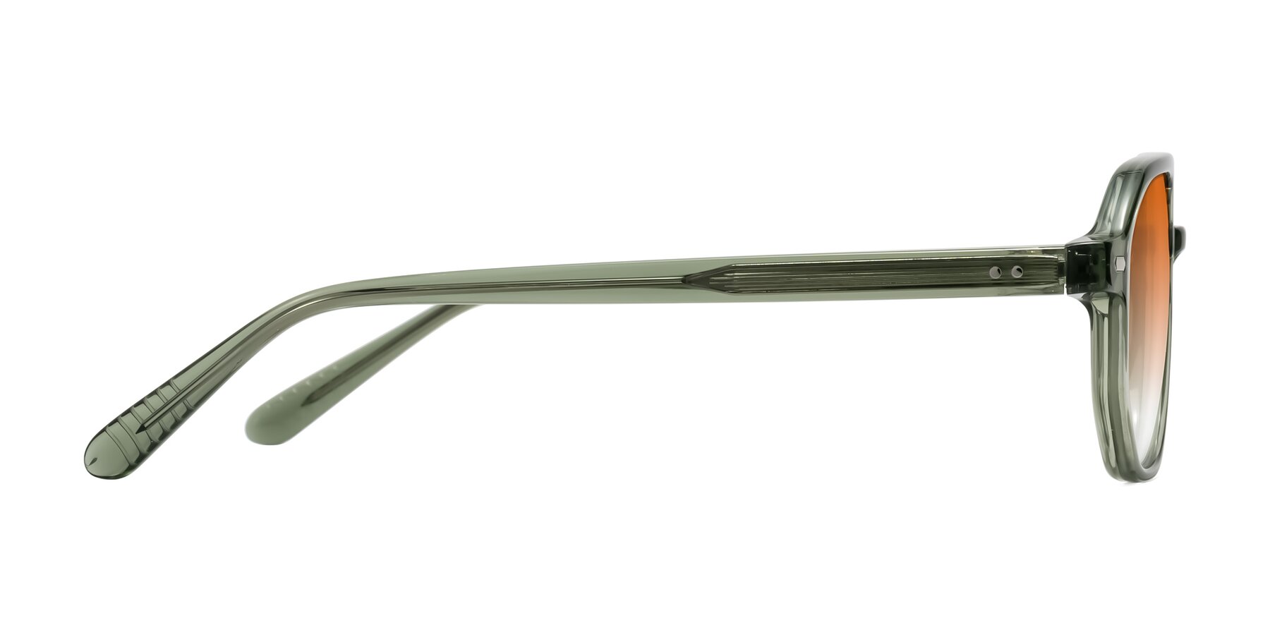 Side of Aguilar in Transparent Green with Orange Gradient Lenses