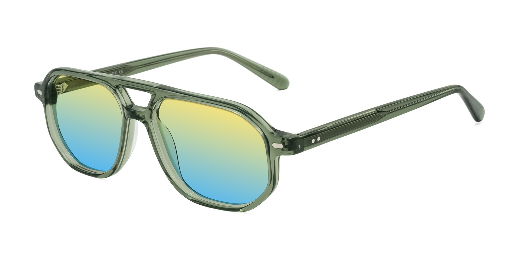 Angle of Aguilar in Transparent Green with Yellow / Blue Gradient Lenses