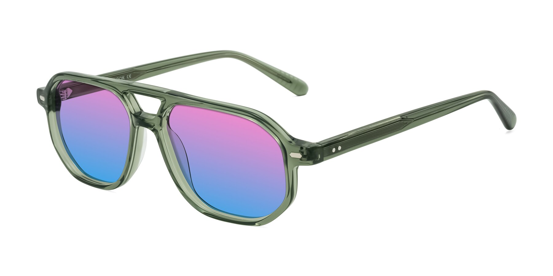 Angle of Aguilar in Transparent Green with Pink / Blue Gradient Lenses