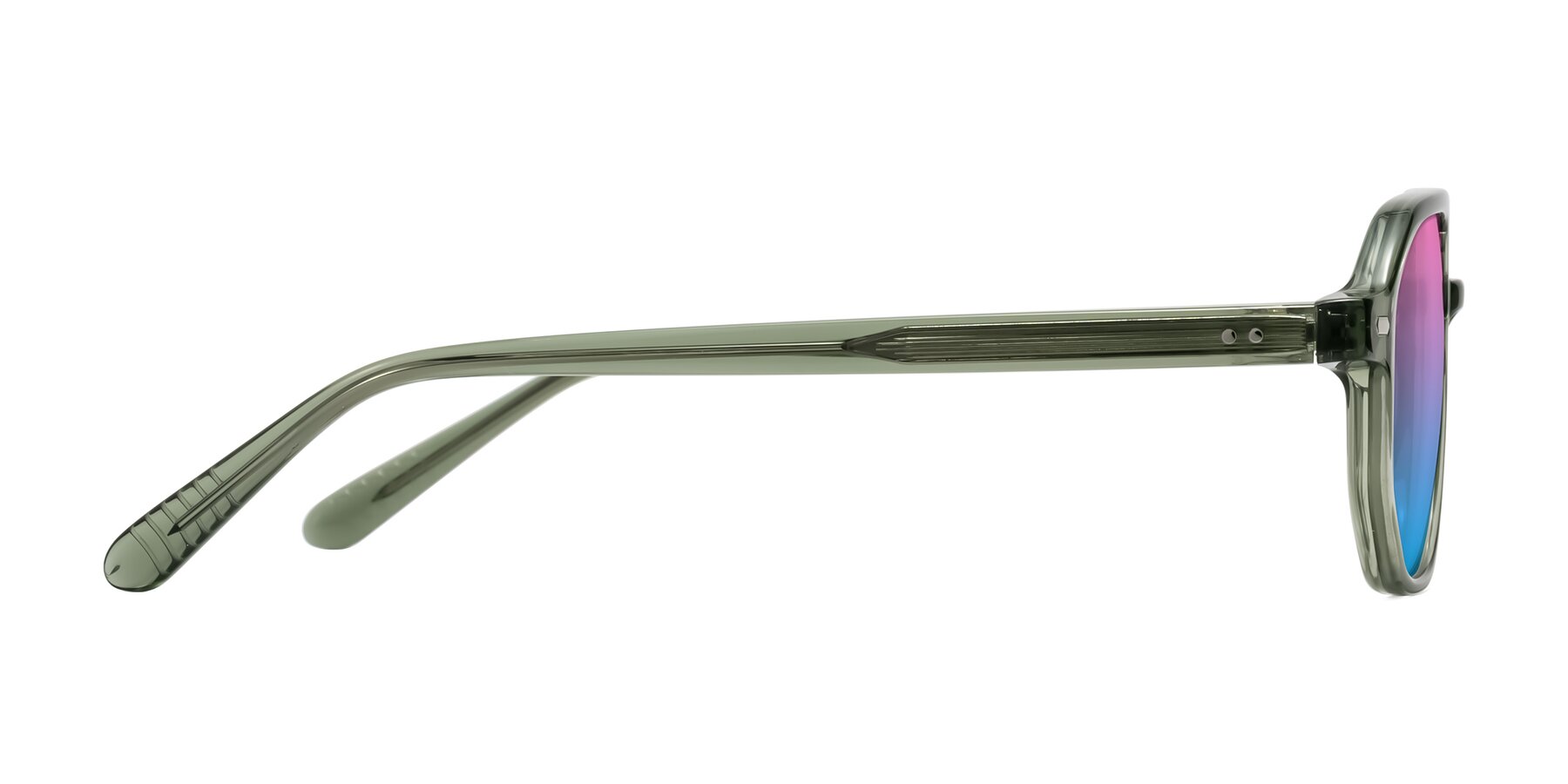 Side of Aguilar in Transparent Green with Pink / Blue Gradient Lenses