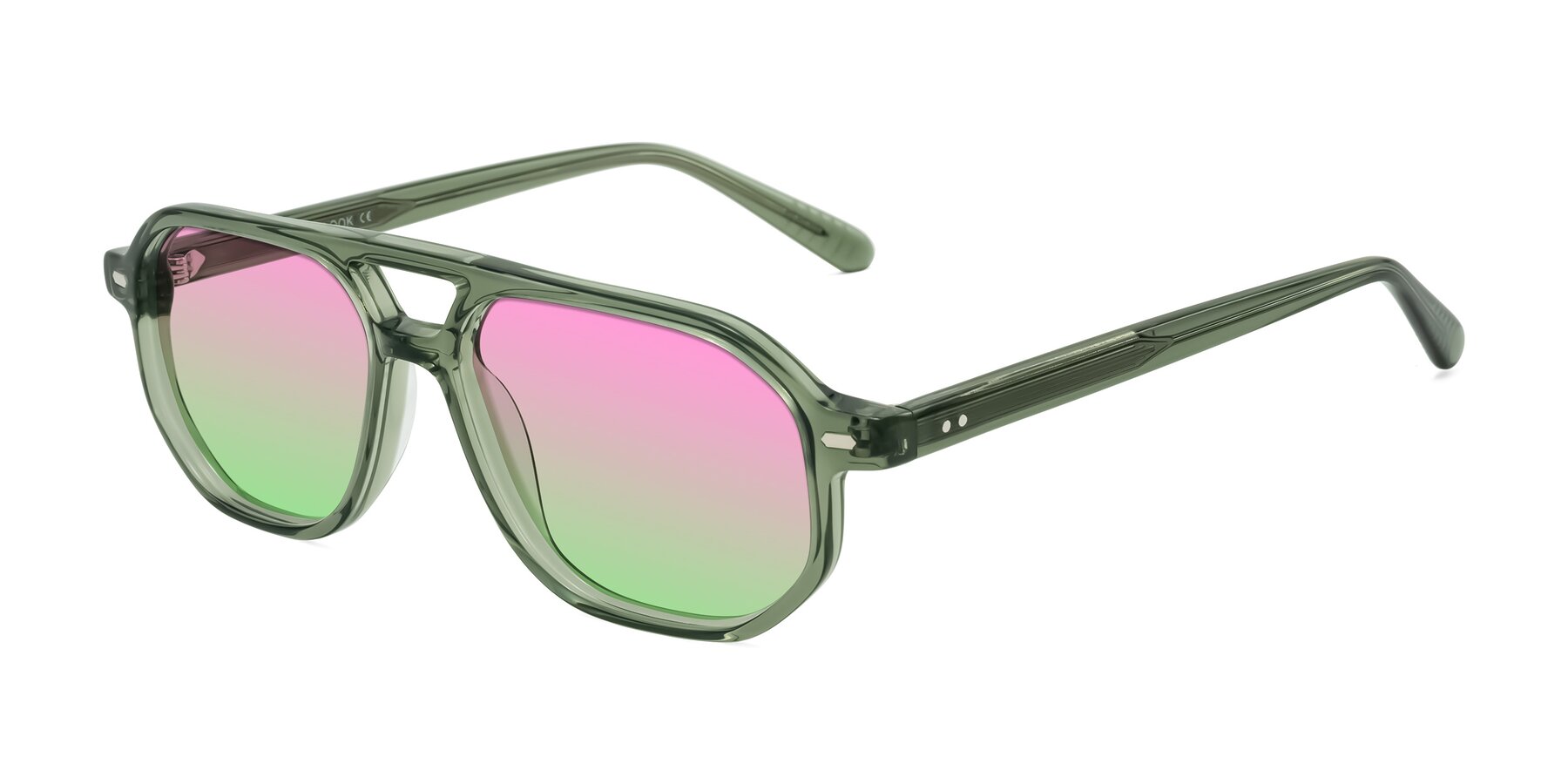 Angle of Aguilar in Transparent Green with Pink / Green Gradient Lenses