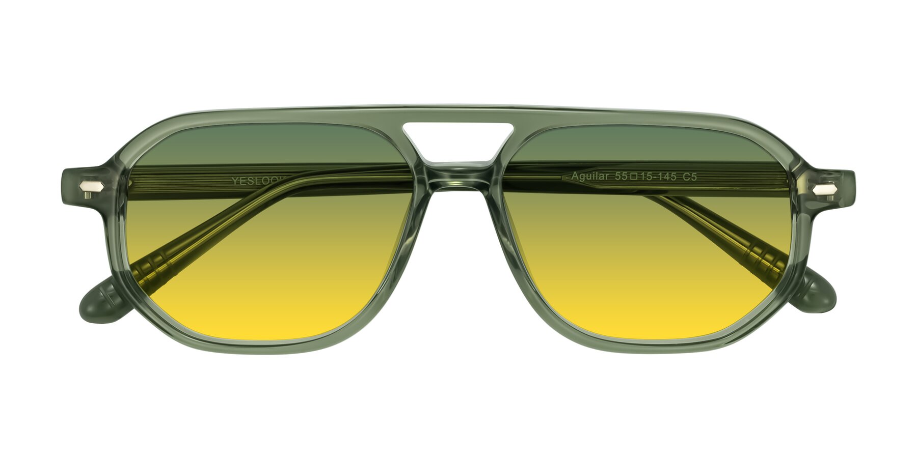 Folded Front of Aguilar in Transparent Green with Green / Yellow Gradient Lenses