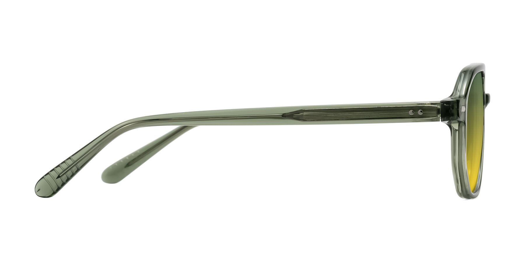 Side of Aguilar in Transparent Green with Green / Yellow Gradient Lenses