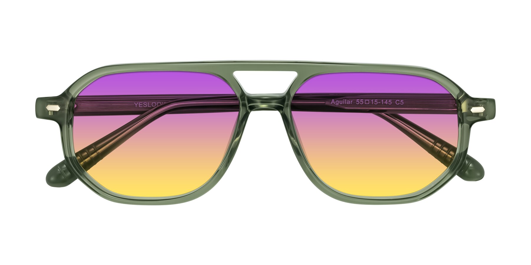 Folded Front of Aguilar in Transparent Green with Purple / Yellow Gradient Lenses