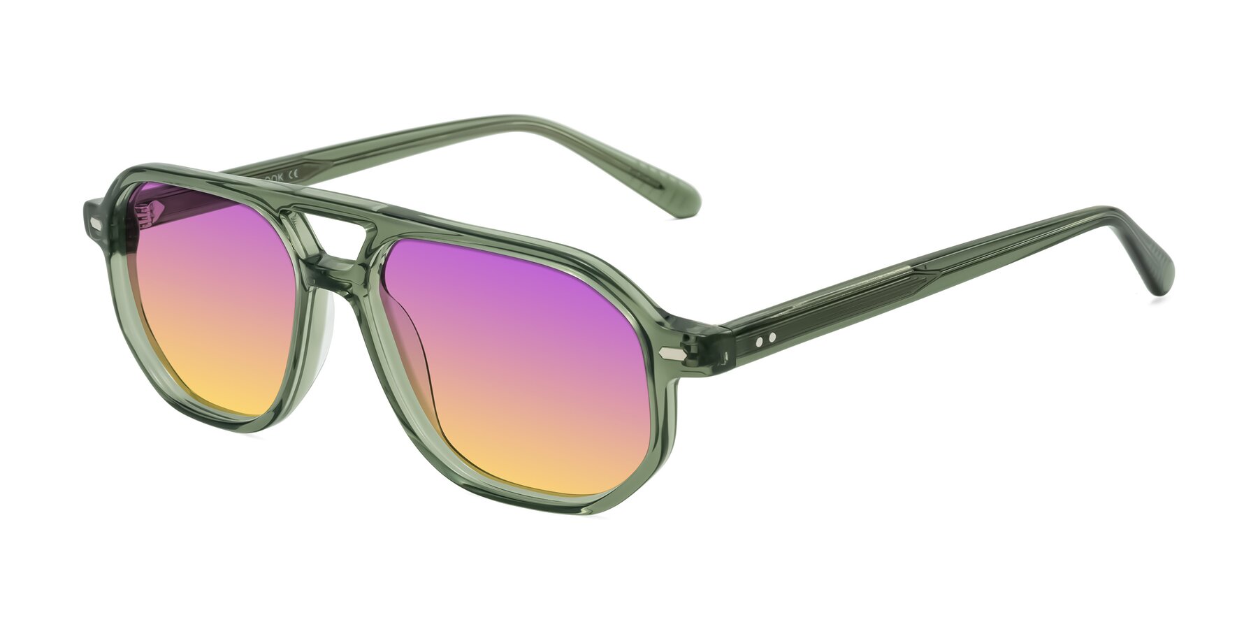 Angle of Aguilar in Transparent Green with Purple / Yellow Gradient Lenses