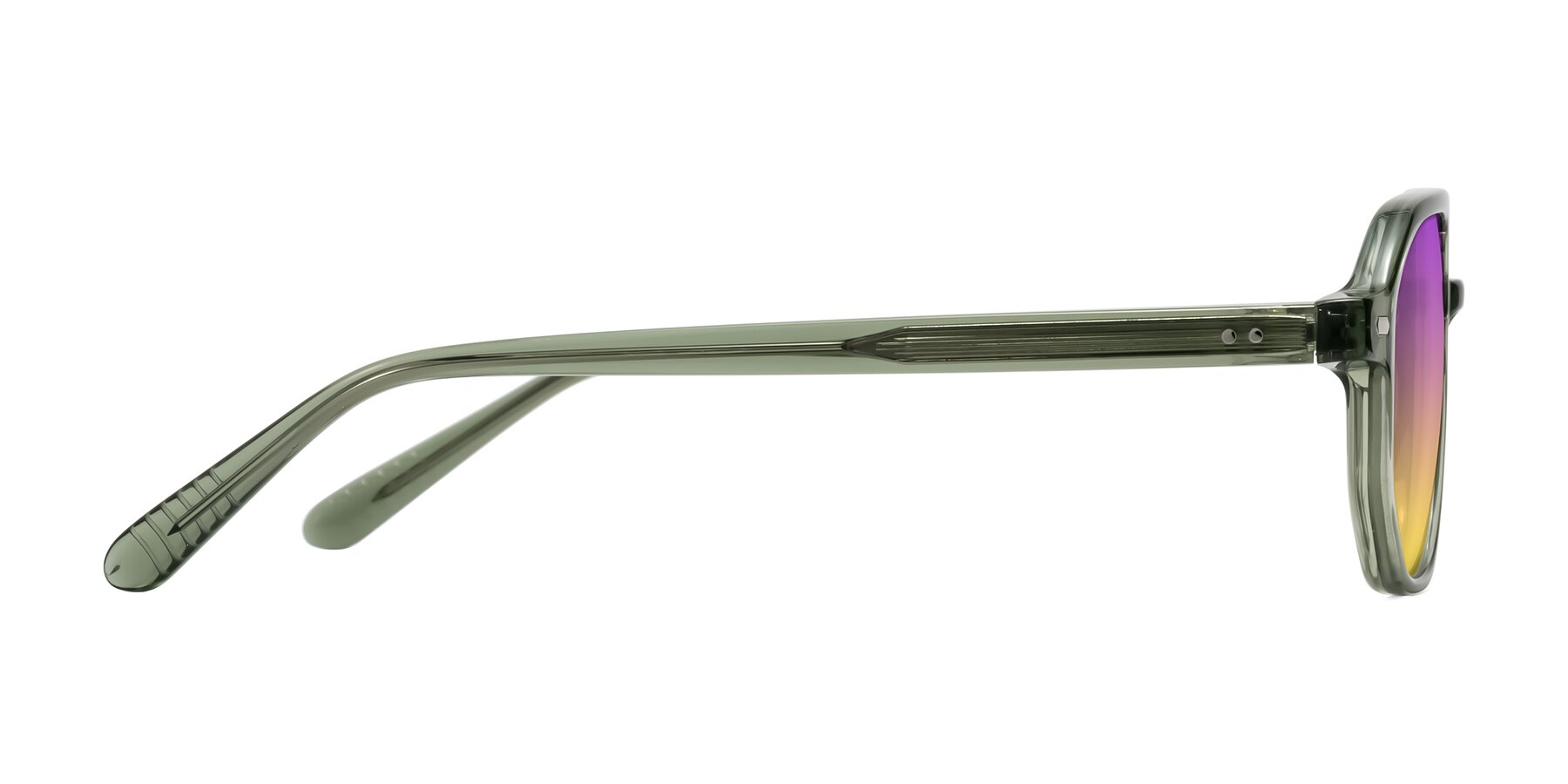 Side of Aguilar in Transparent Green with Purple / Yellow Gradient Lenses