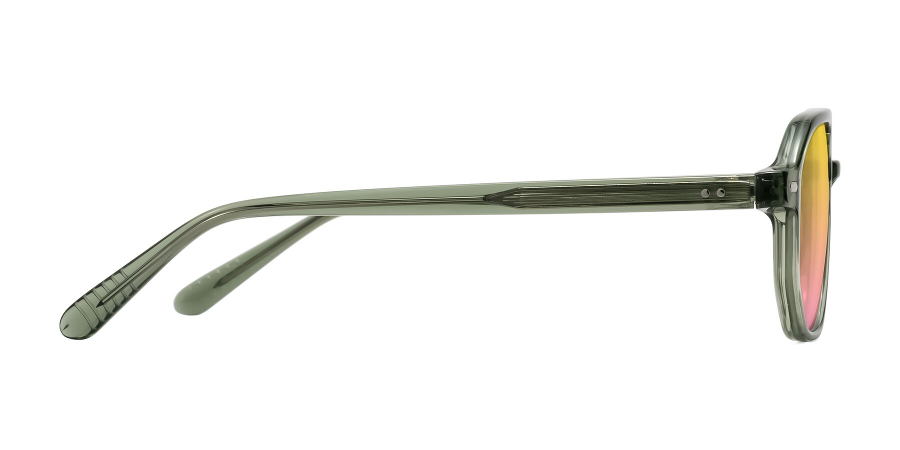 Side of Aguilar in Transparent Green with Yellow / Pink Gradient Lenses