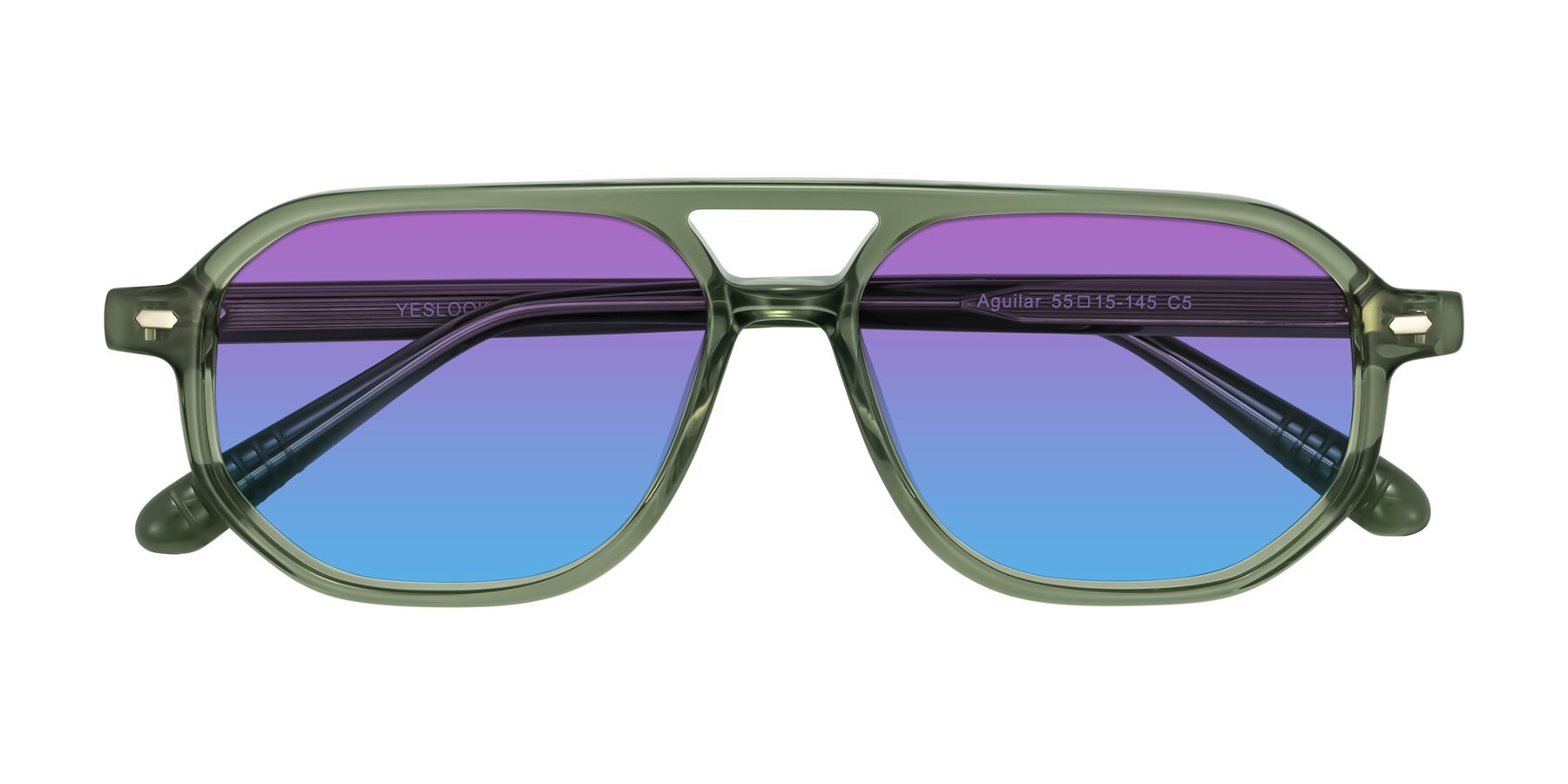 Folded Front of Aguilar in Transparent Green with Purple / Blue Gradient Lenses