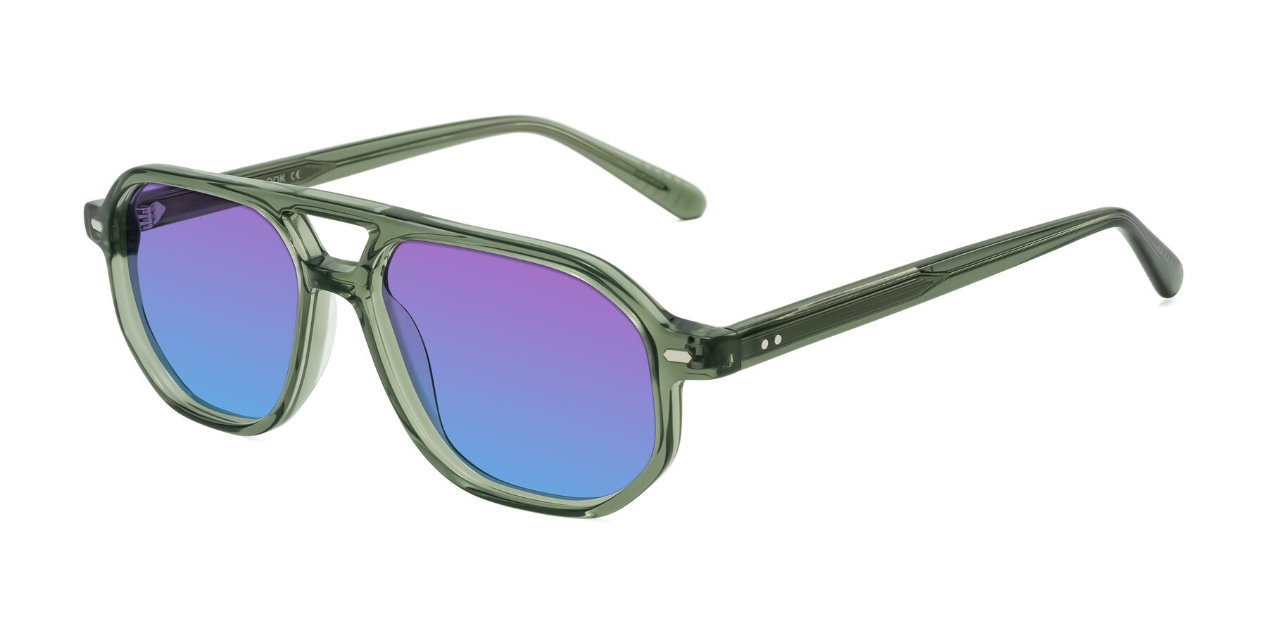 Angle of Aguilar in Transparent Green with Purple / Blue Gradient Lenses