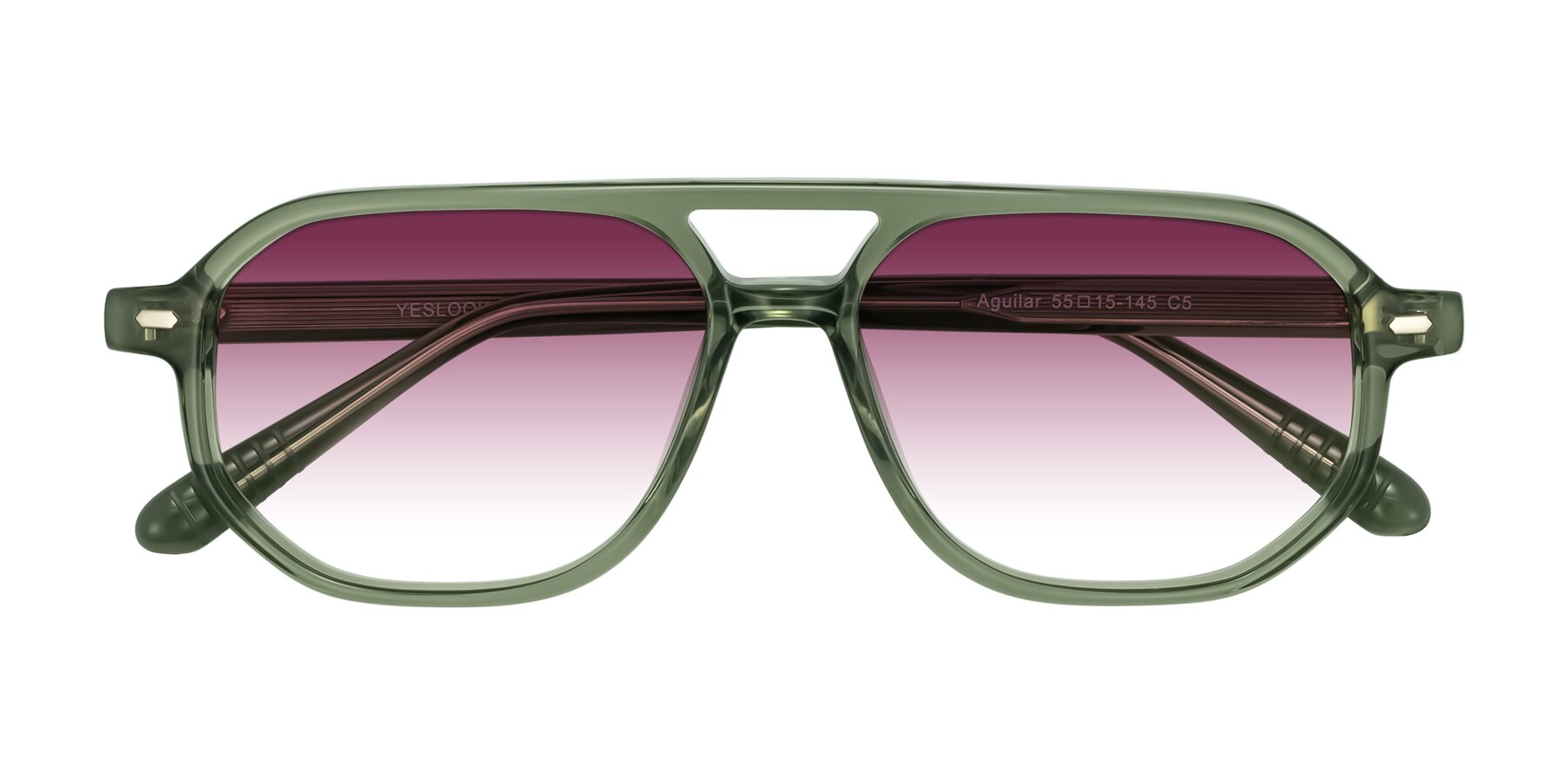 Folded Front of Aguilar in Transparent Green with Wine Gradient Lenses