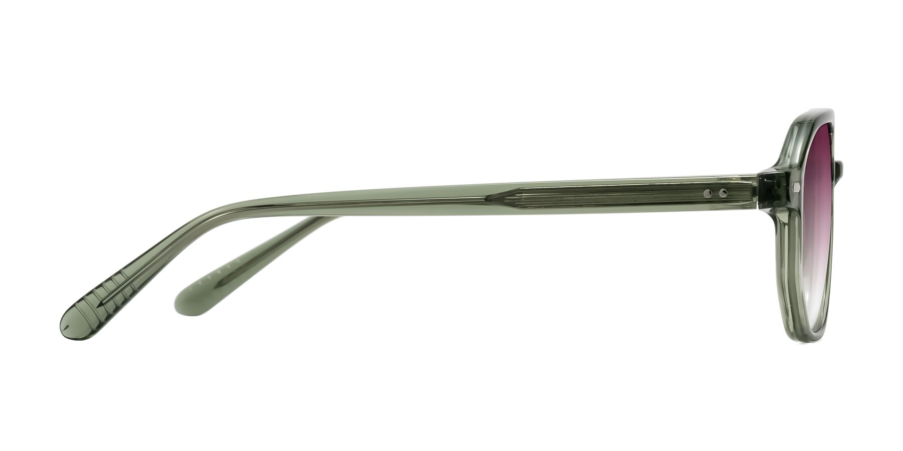 Side of Aguilar in Transparent Green with Wine Gradient Lenses