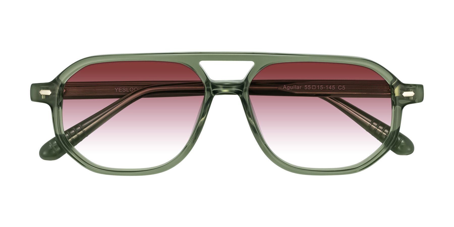 Folded Front of Aguilar in Transparent Green with Garnet Gradient Lenses