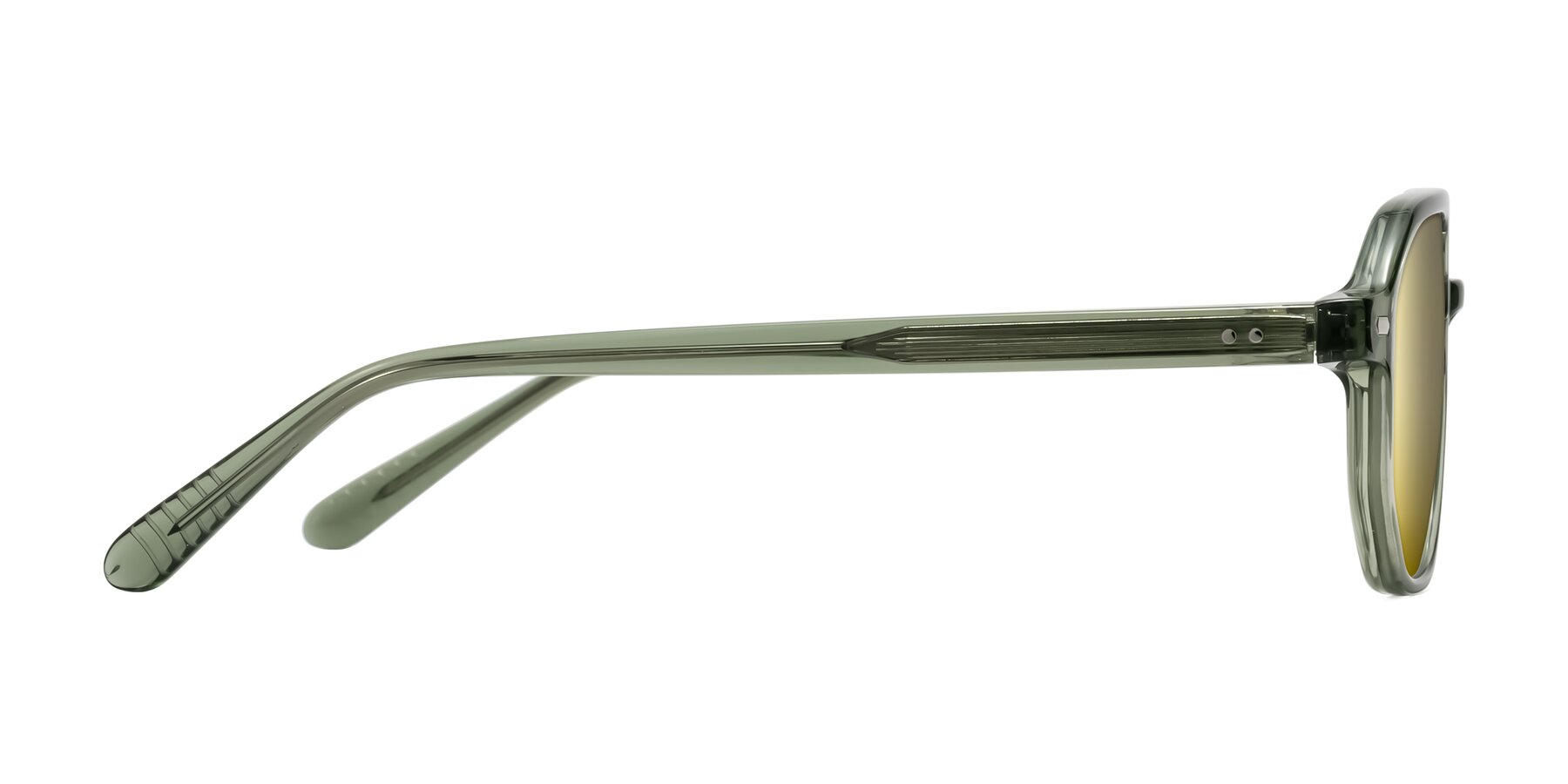 Side of Aguilar in Transparent Green with Gold Mirrored Lenses