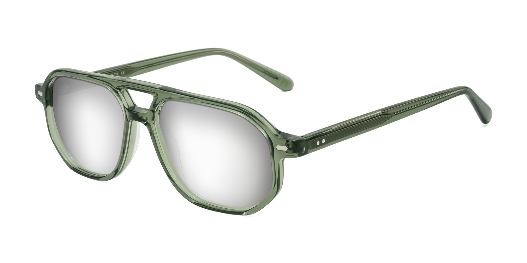 Angle of Aguilar in Transparent Green with Silver Mirrored Lenses