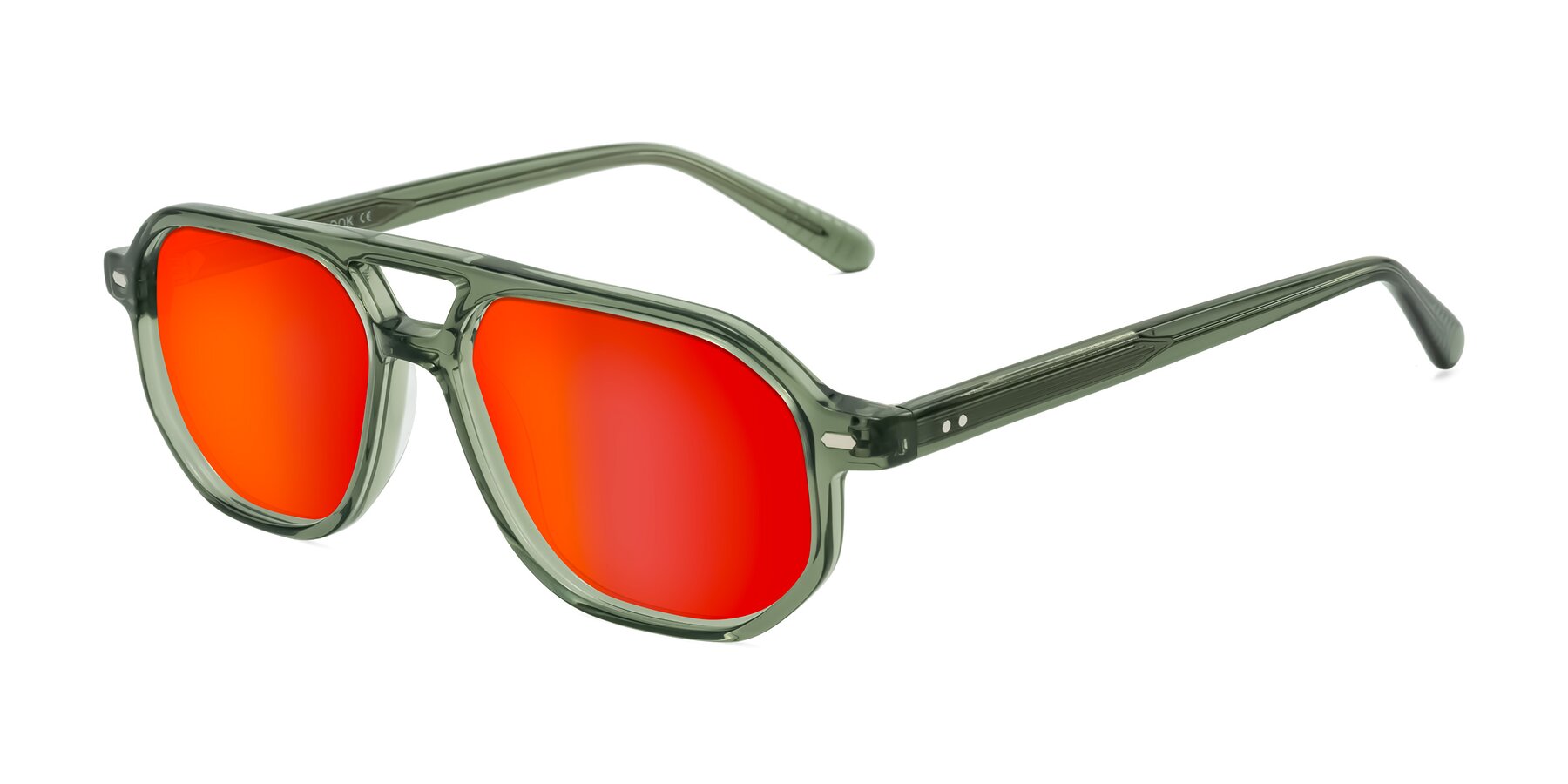 Angle of Aguilar in Transparent Green with Red Gold Mirrored Lenses