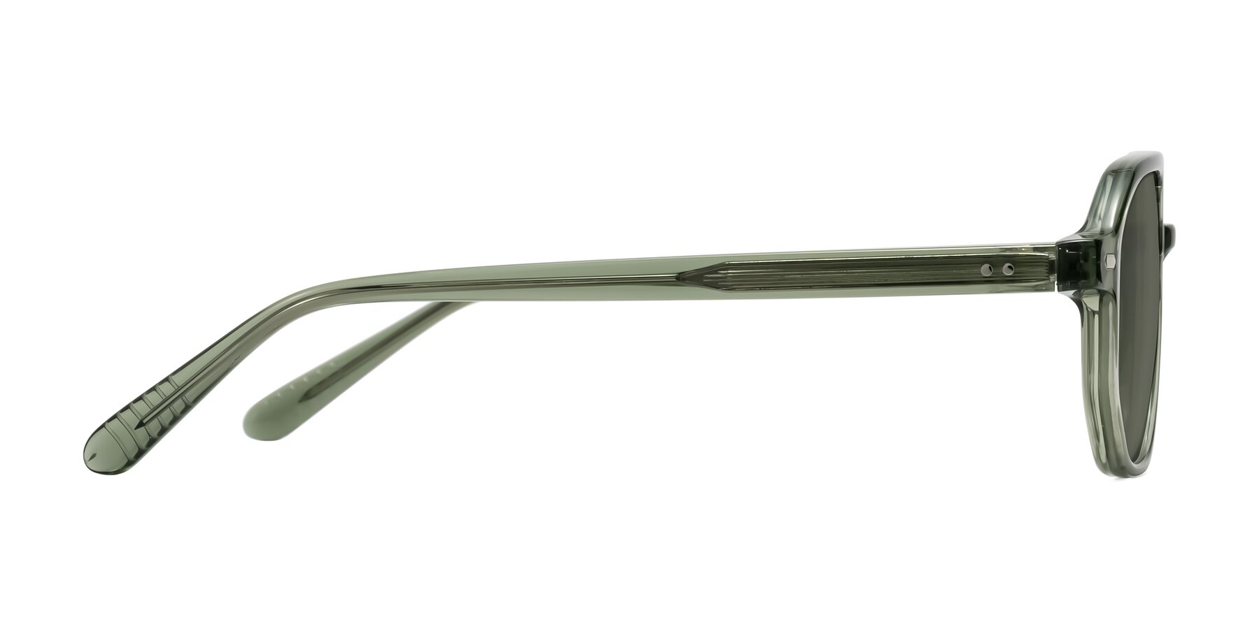 Side of Aguilar in Transparent Green with Gray Polarized Lenses