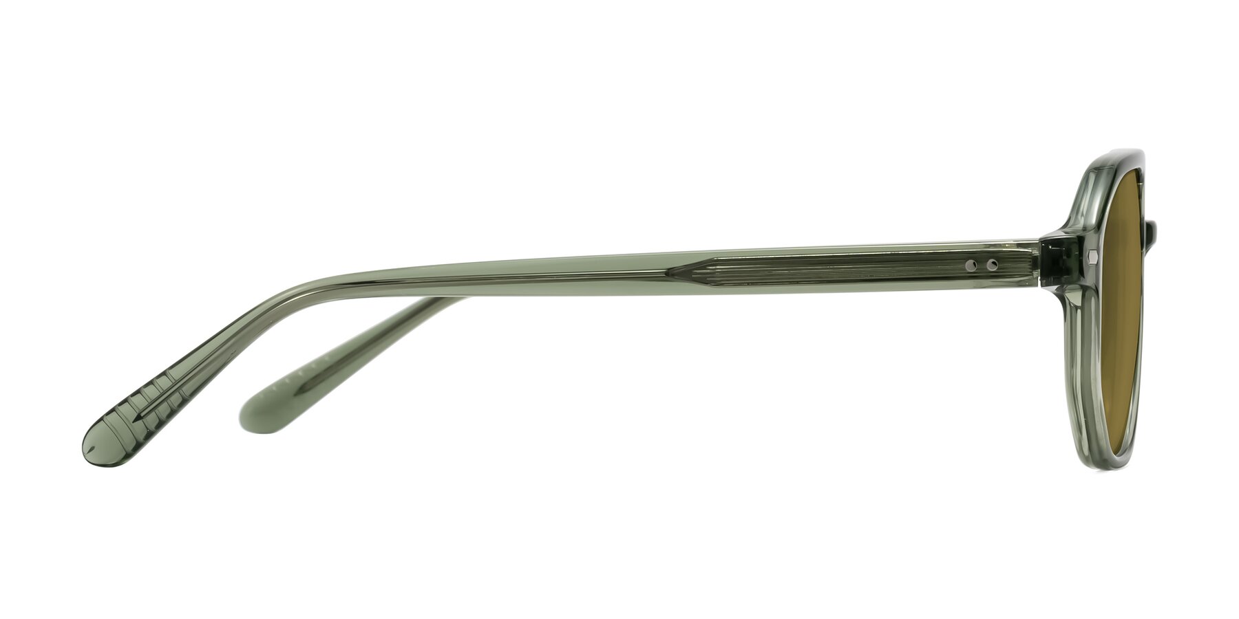 Side of Aguilar in Transparent Green with Brown Polarized Lenses