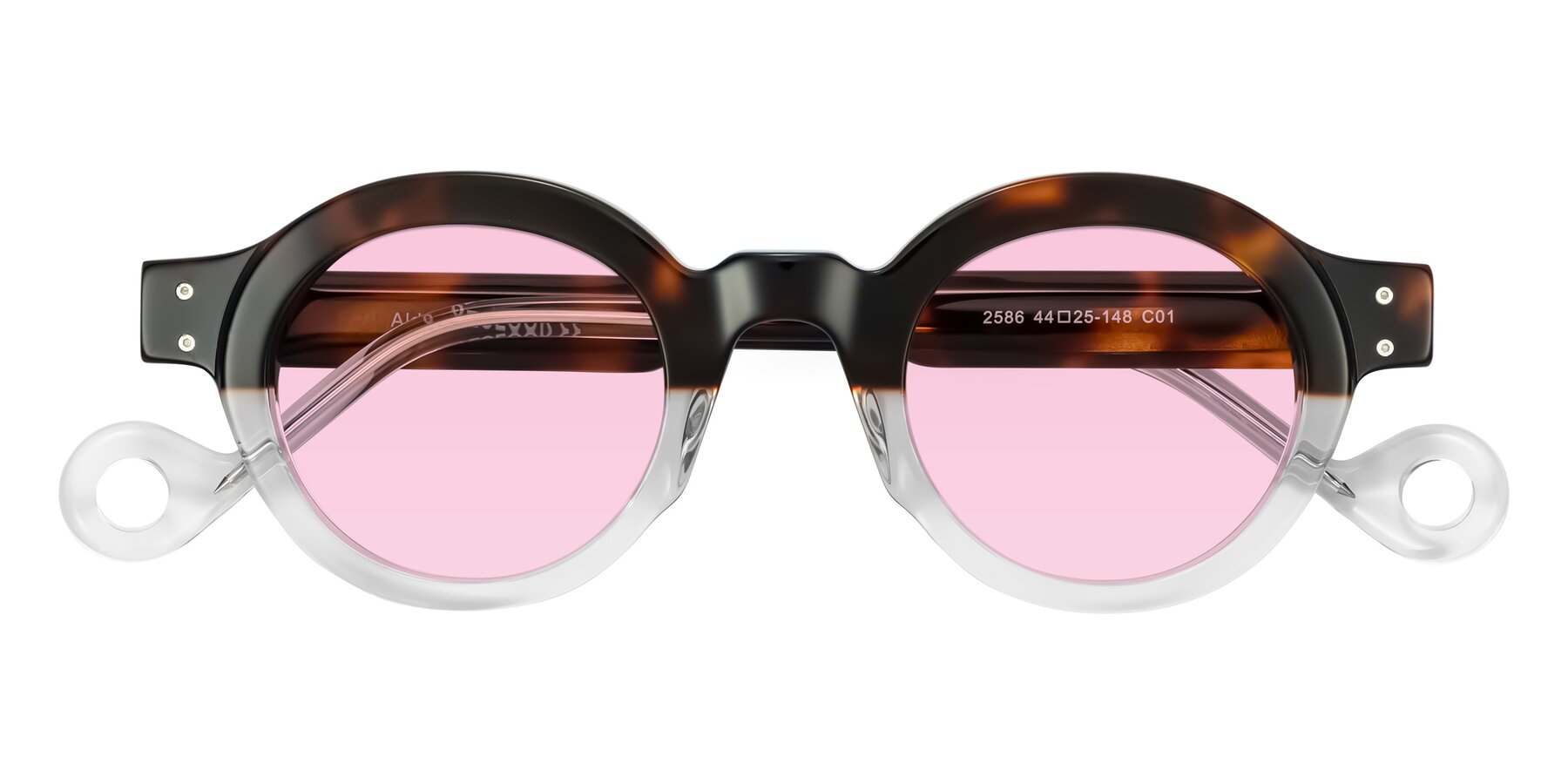Folded Front of Aldo in Tortoise/Clear with Light Pink Tinted Lenses