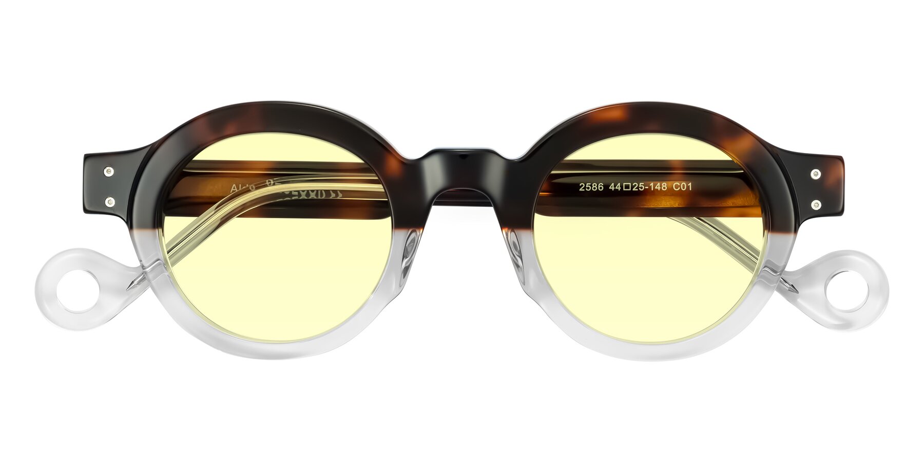 Folded Front of Aldo in Tortoise/Clear with Light Yellow Tinted Lenses