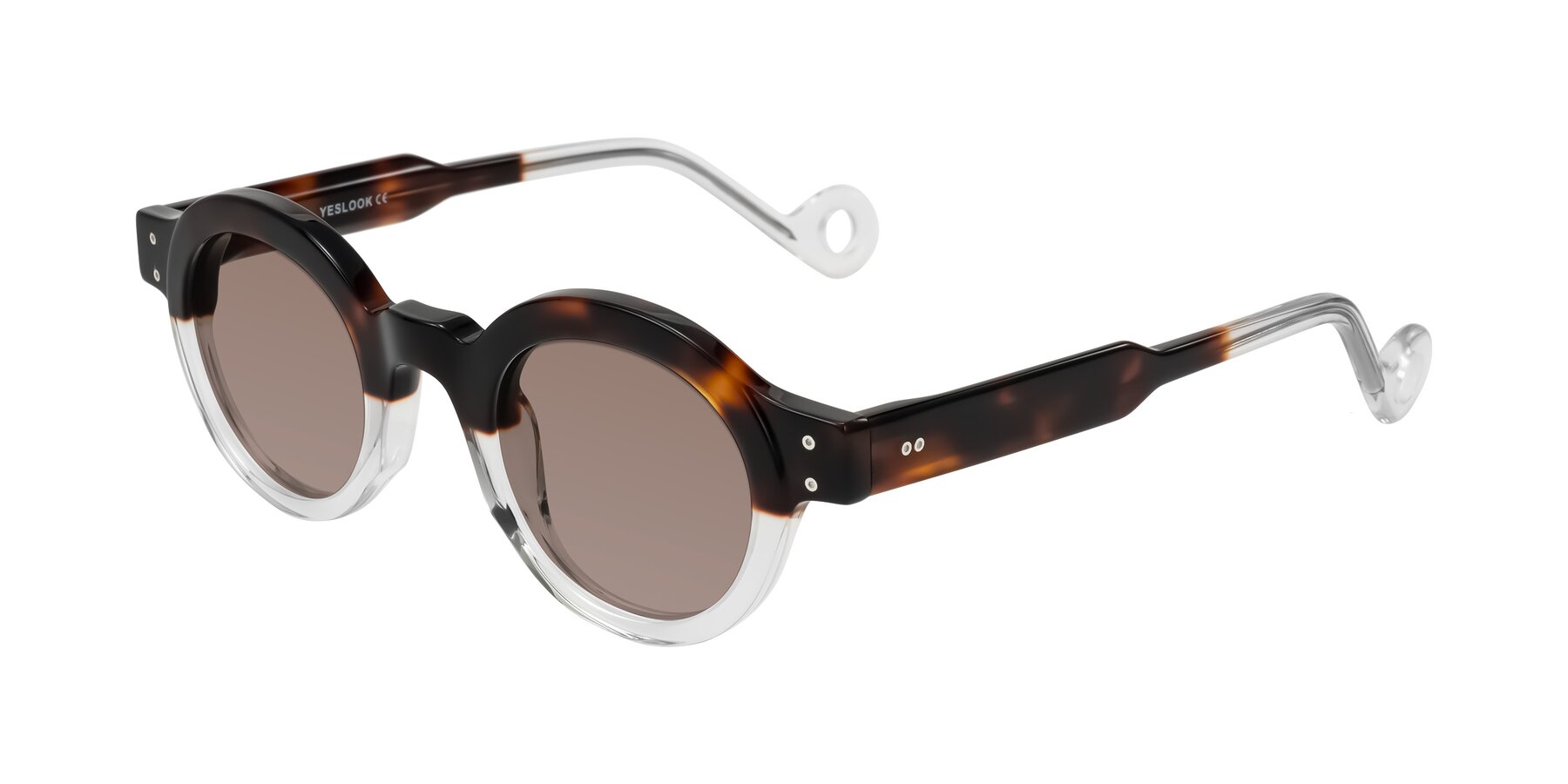 Angle of Aldo in Tortoise/Clear with Medium Brown Tinted Lenses