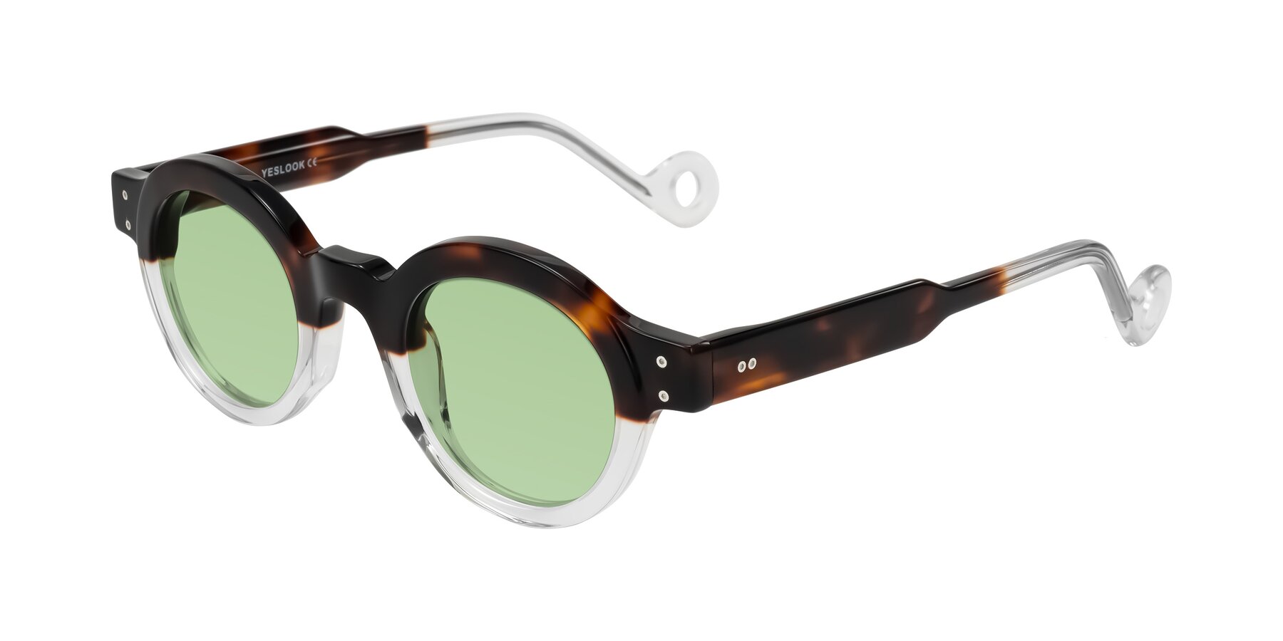 Angle of Aldo in Tortoise/Clear with Medium Green Tinted Lenses