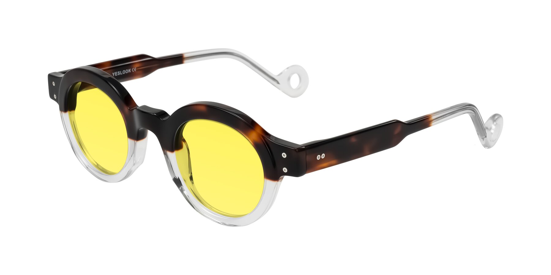 Angle of Aldo in Tortoise/Clear with Medium Yellow Tinted Lenses