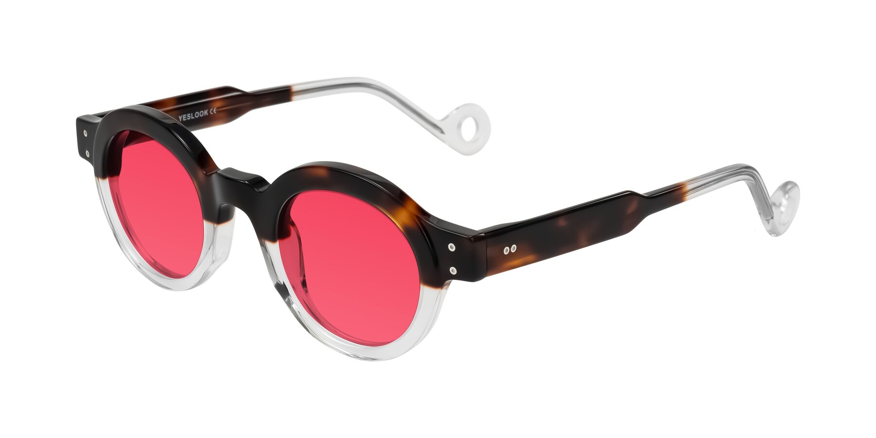 Angle of Aldo in Tortoise/Clear with Red Tinted Lenses