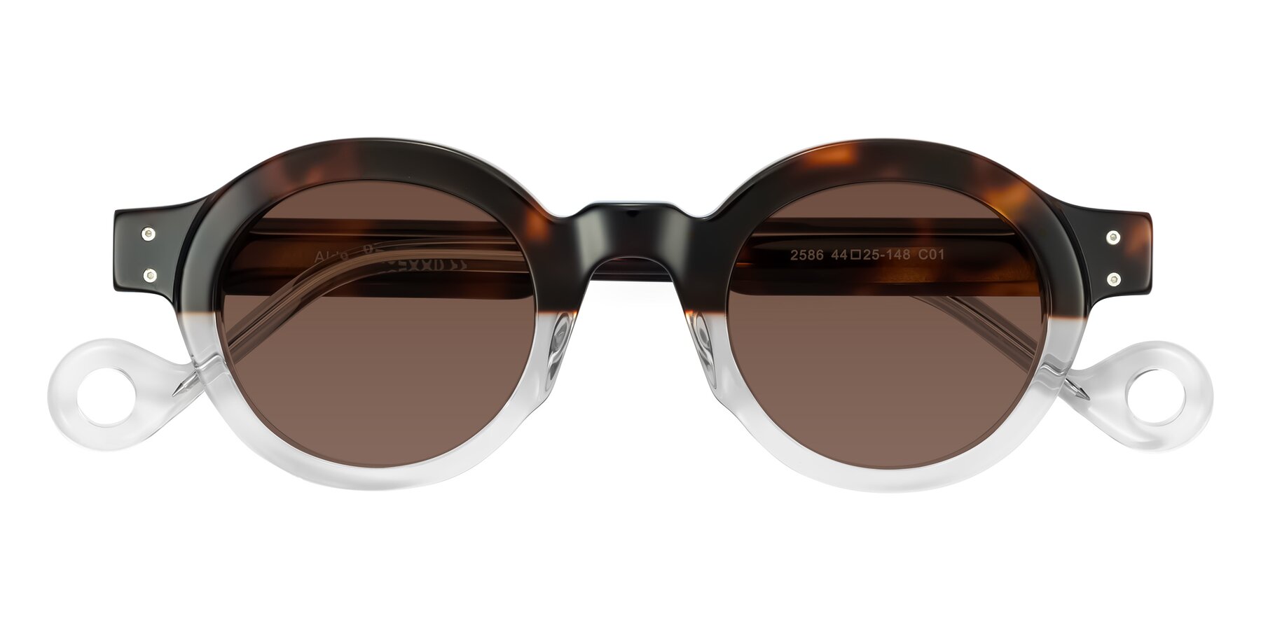 Folded Front of Aldo in Tortoise/Clear with Brown Tinted Lenses