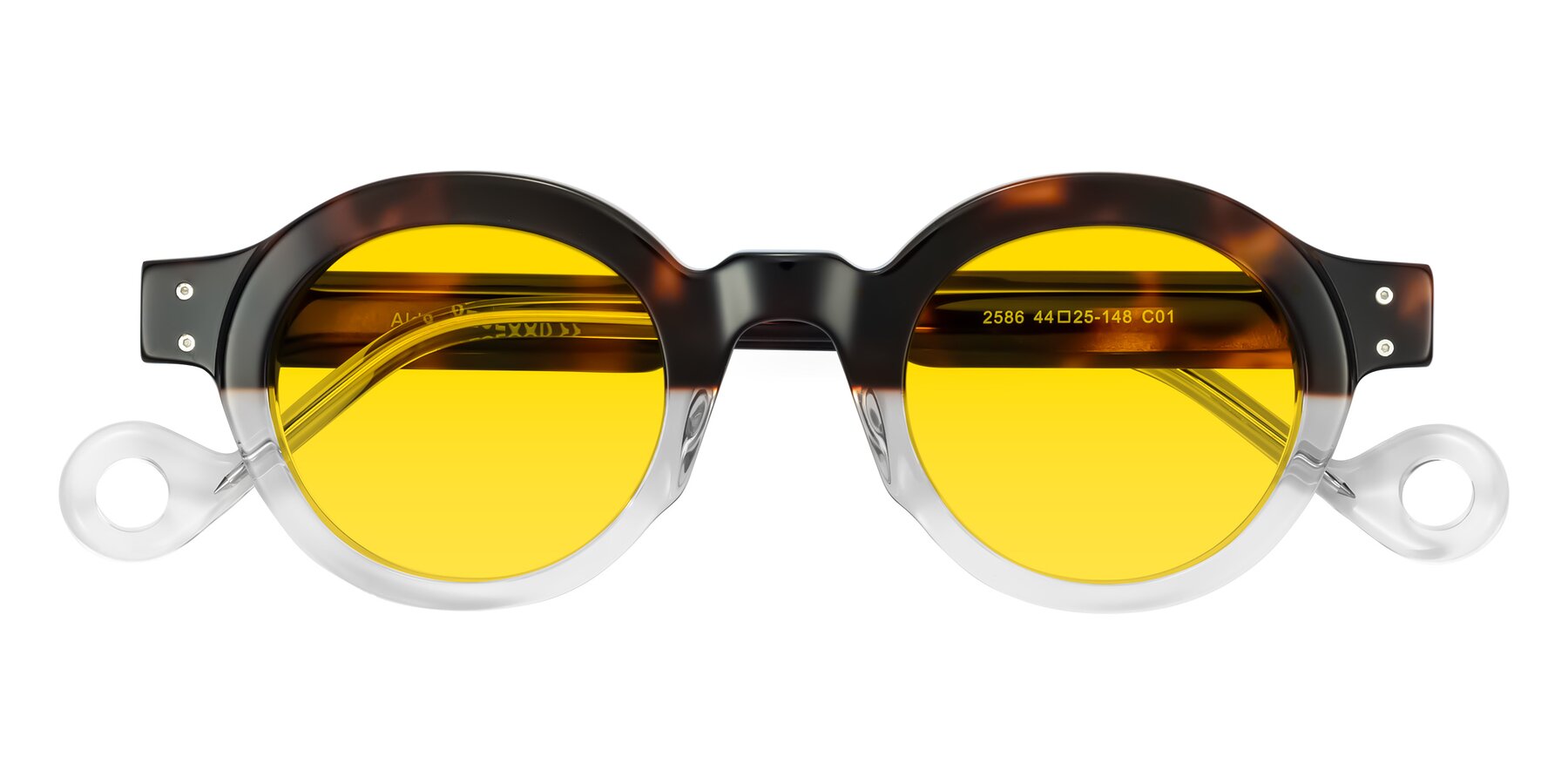 Folded Front of Aldo in Tortoise/Clear with Yellow Tinted Lenses