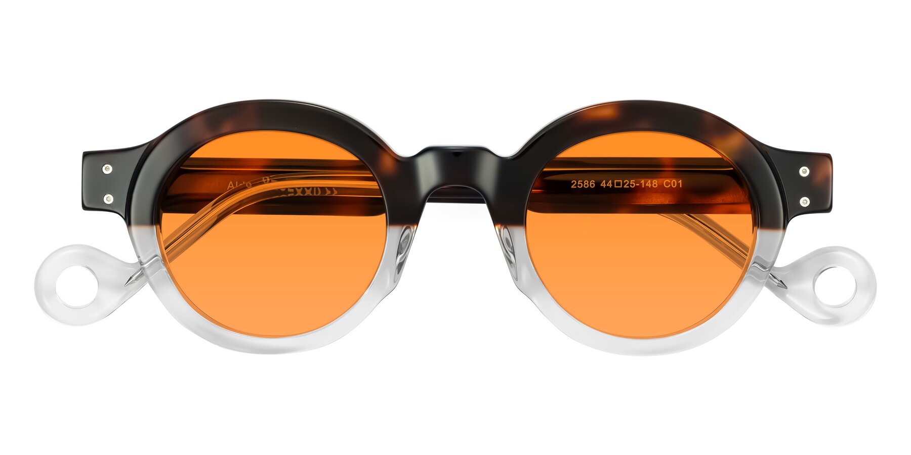 Folded Front of Aldo in Tortoise/Clear with Orange Tinted Lenses