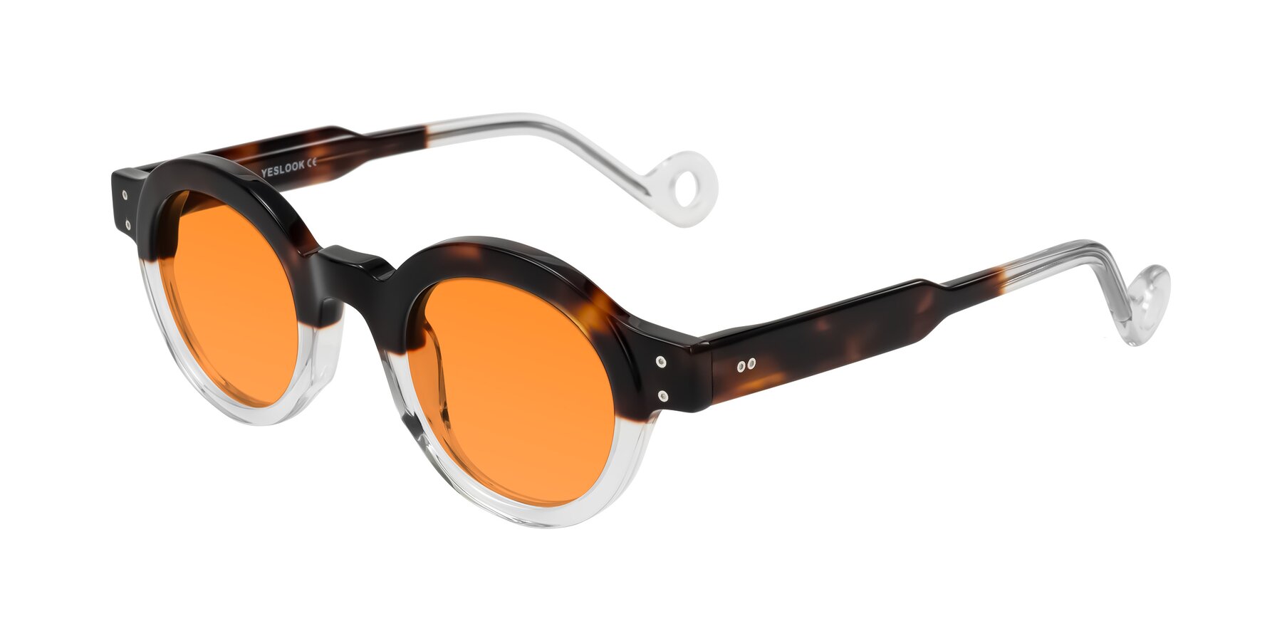 Angle of Aldo in Tortoise/Clear with Orange Tinted Lenses