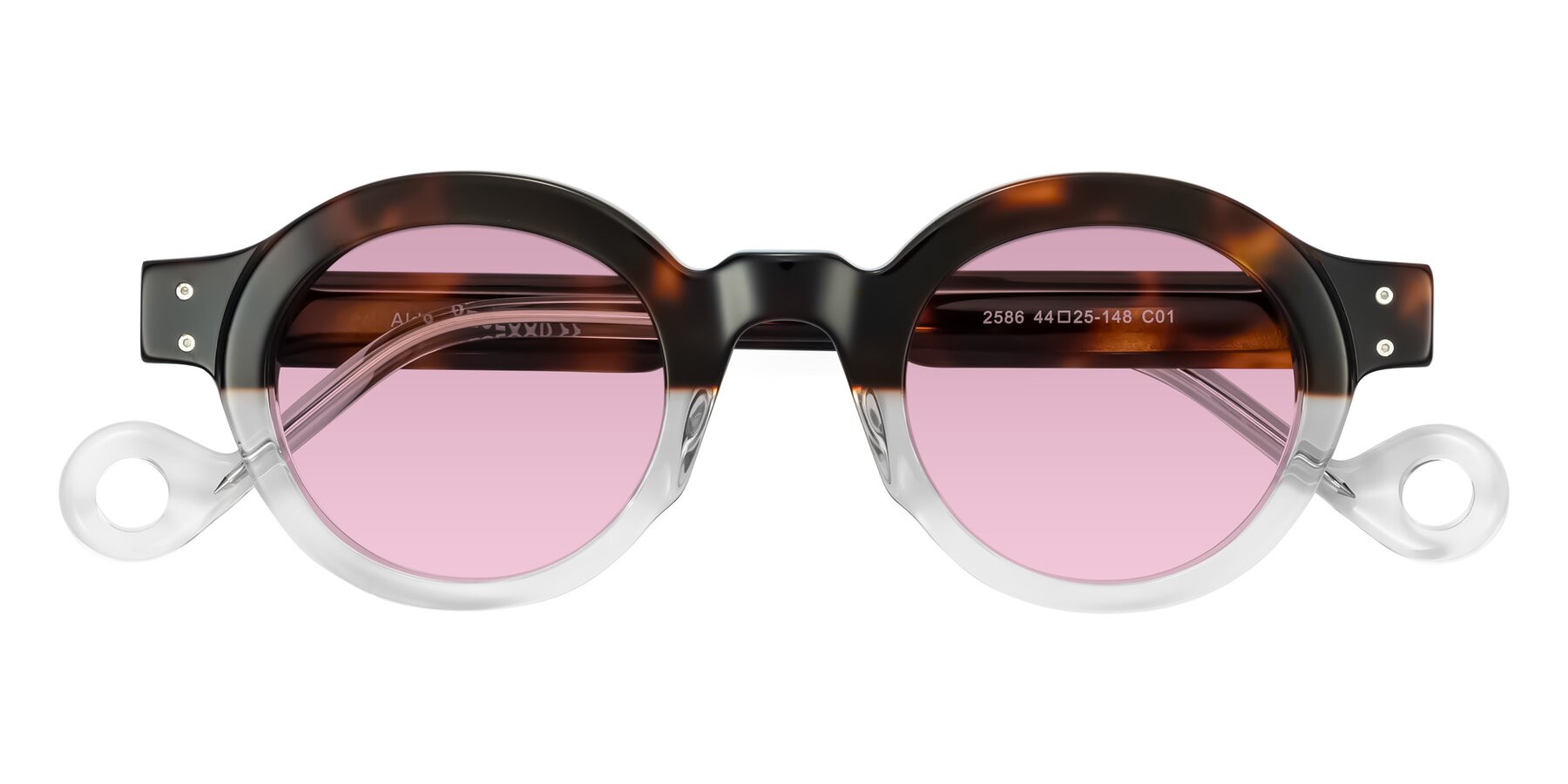 Folded Front of Aldo in Tortoise/Clear with Light Wine Tinted Lenses