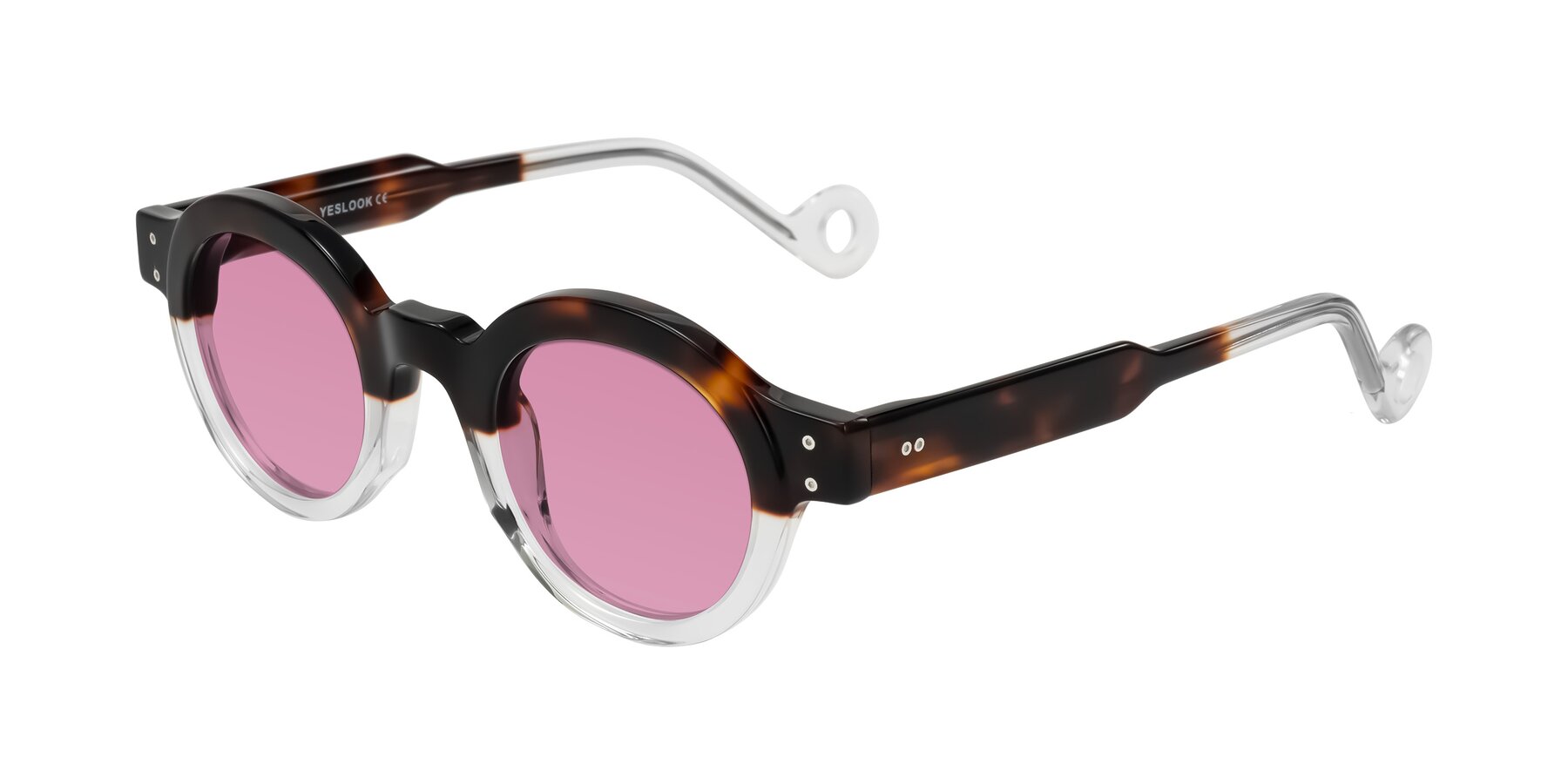 Angle of Aldo in Tortoise/Clear with Medium Wine Tinted Lenses