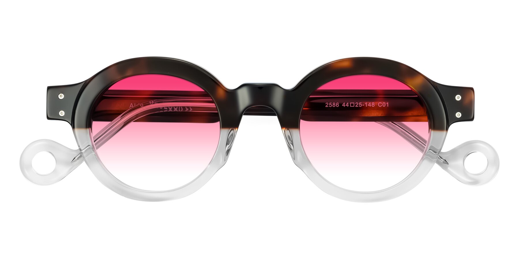 Folded Front of Aldo in Tortoise/Clear with Pink Gradient Lenses